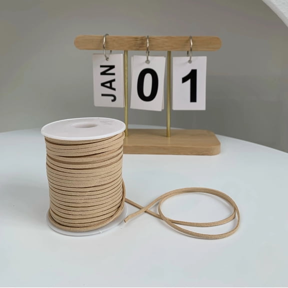 Firefly Hope 1 Roll Khaki 49.21yd Braided PU Rope, Soft Waterproof Fray-Resistant DIY Weaving Rope, Ideal for Crafts & Creative Handmade Projects