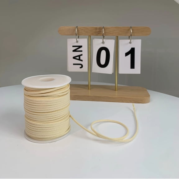 Firefly Hope 1 Roll Light Beige 49.21yd Braided PU Rope, Soft Waterproof Fray-Resistant DIY Weaving Rope, Ideal for Crafts & Creative Handmade Projects