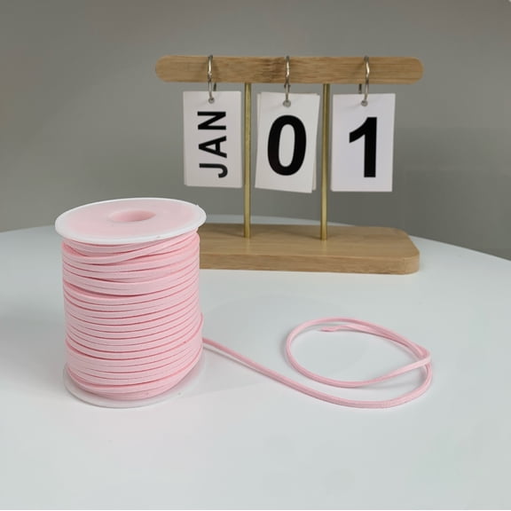 Firefly Hope 1 Roll Light Pink 49.21yd Braided PU Rope, Soft Waterproof Fray-Resistant DIY Weaving Rope, Ideal for Crafts & Creative Handmade Projects