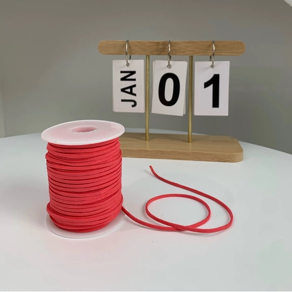 Firefly Hope 1 Roll Light Red 49.21yd Braided PU Rope, Soft Waterproof Fray-Resistant DIY Weaving Rope, Ideal for Crafts & Creative Handmade Projects