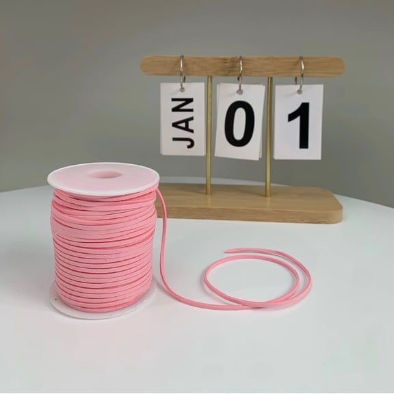 Firefly Hope 1 Roll Pink 49.21yd Braided PU Rope, Soft Waterproof Fray-Resistant DIY Weaving Rope, Ideal for Crafts & Creative Handmade Projects