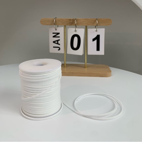 Firefly Hope 1 Roll White 49.21yd Braided PU Rope, Soft Waterproof Fray-Resistant DIY Weaving Rope, Ideal for Crafts & Creative Handmade Projects