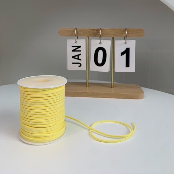 Firefly Hope 1 Roll Yellow 49.21yd Braided PU Rope, Soft Waterproof Fray-Resistant DIY Weaving Rope, Ideal for Crafts & Creative Handmade Projects