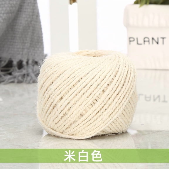 Firefly Hope 1 Rolls Retro Colorful Braided Hemp Rope, 109.36yd x 1.5mm Fine Hand-Woven Rope, Durable Fray-Resistant DIY Craft Supplies for Hanging & Creative Handicraft Projects, Beige White
