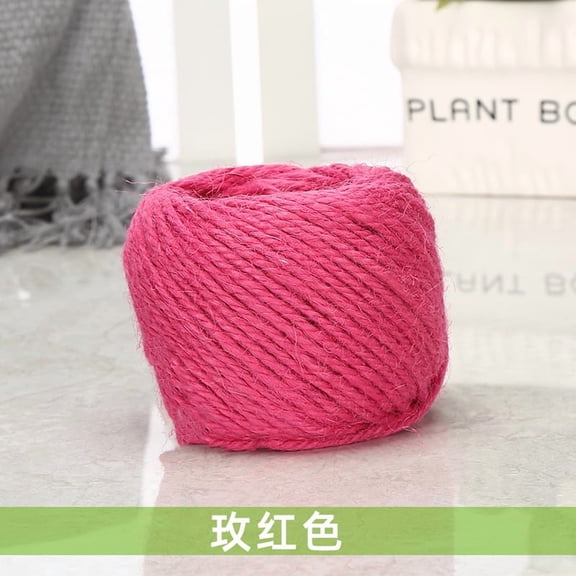 Firefly Hope 1 Rolls Retro Colorful Braided Hemp Rope, 109.36yd x 1.5mm Fine Hand-Woven Rope, Durable Fray-Resistant DIY Craft Supplies for Hanging & Creative Handicraft Projects, Dark Pink