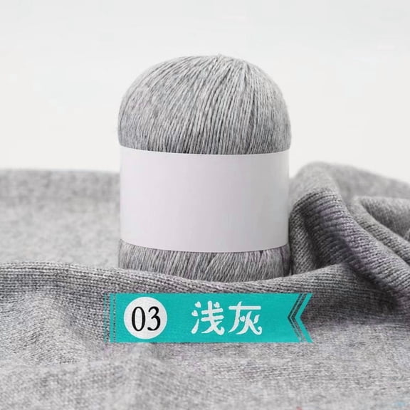 Firefly Hope 1 Skein Soft Cotton Wool Blend Knitting Yarn, Fingering Weight Crochet Yarn, Warm Hand Knitting Thread for Garments, Hats, Scarves & DIY Craft Projects, Light Grey