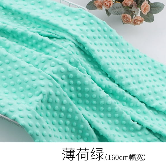 Firefly Hope 1 Yard 63 Inch Wide White Ultra-Soft Plush Cuddle Minky Dot Fabric, Durable Material for Blanket, Pillow Covers, Clothing, Scarf, Beanie & Sewing Projects, Mint Green