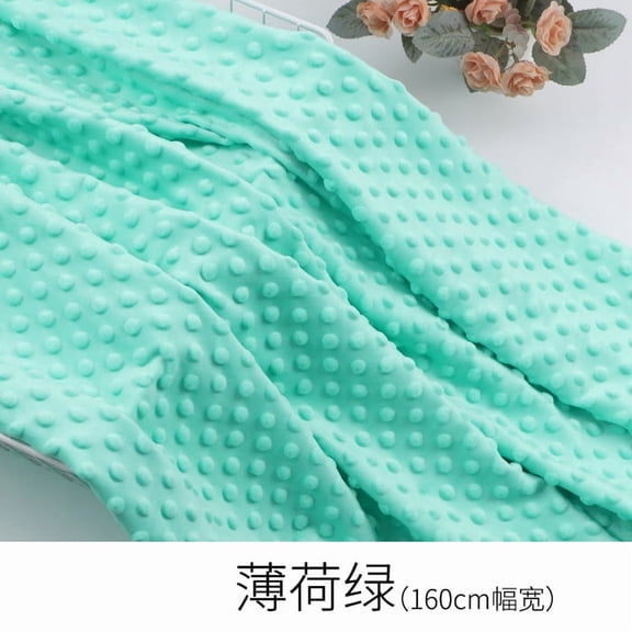 Firefly Hope 1 Yard 63 Inch Wide White Ultra-Soft Plush Cuddle Minky Dot Fabric, Durable Material for Blanket, Pillow Covers, Clothing, Scarf, Beanie & Sewing Projects, Mint Green
