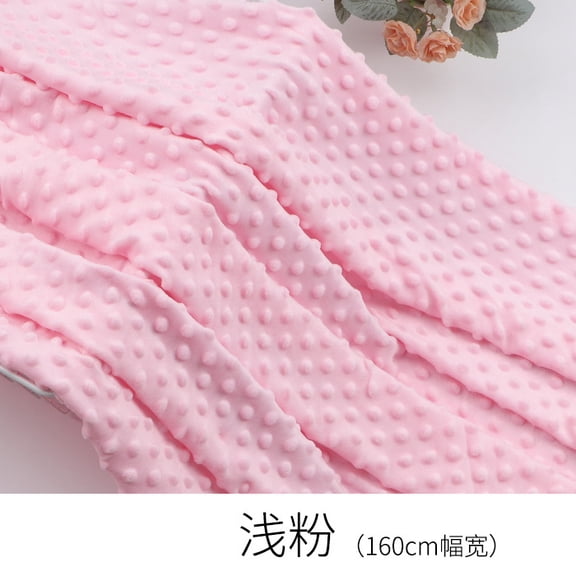 Firefly Hope 1 Yard 63 Inch Wide White Ultra-Soft Plush Cuddle Minky Dot Fabric, Durable Material for Blanket, Pillow Covers, Clothing, Scarf, Beanie & Sewing Projects, Light Pink