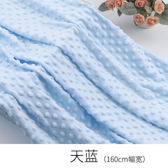 Firefly Hope 1 Yard 63 Inch Wide White Ultra-Soft Plush Cuddle Minky Dot Fabric, Durable Material for Blanket, Pillow Covers, Clothing, Scarf, Beanie & Sewing Projects, Light Blue