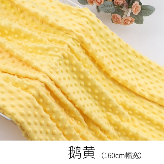 Firefly Hope 1 Yard 63 Inch Wide White Ultra-Soft Plush Cuddle Minky Dot Fabric, Durable Material for Blanket, Pillow Covers, Clothing, Scarf, Beanie & Sewing Projects, Yellow