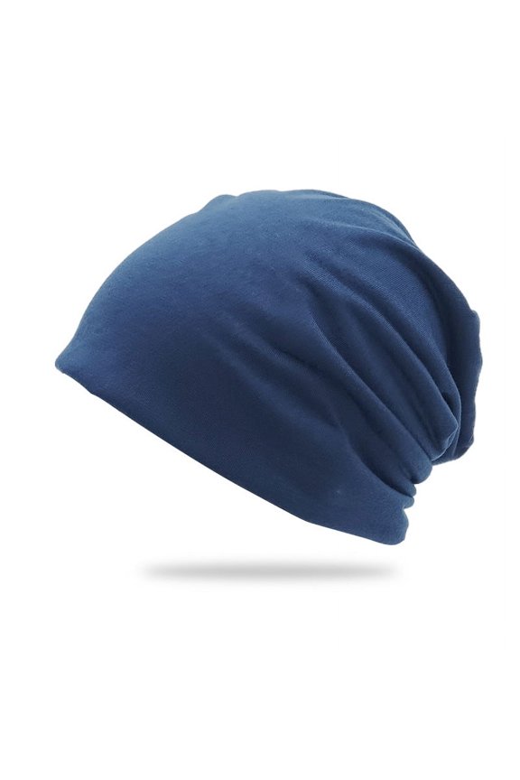 1 unisex double-layer solid color pile cap, thin pullover cap, used for clothing matching, gardening, beach (dark blue)