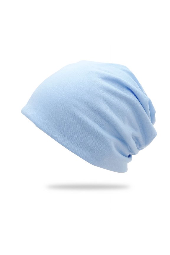 1 unisex double-layer solid color pile cap, thin pullover cap, used for clothing matching, gardening, beach (light blue)