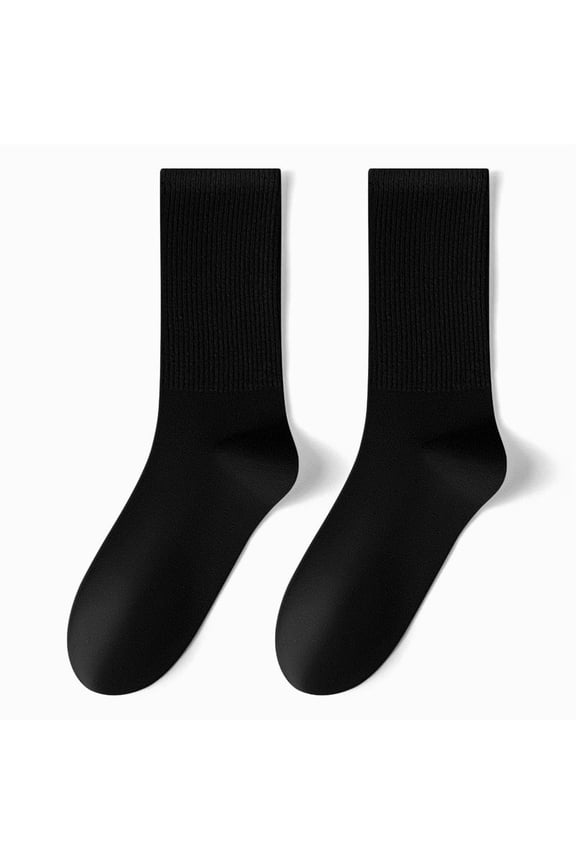 10 Pairs Women's Mid-Calf Crew Socks, Breathable Combed Cotton Casual Socks, Lightweight Solid Color Socks for Daily Wear & Gym Workout, Black