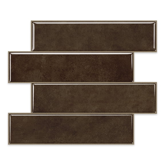 Firefly Hope 10 Pcs 11.8"9.8" Thick Coffee Subway Tile Peel and Stick Backsplash, Waterproof Removable Self-Adhesive Wall Tiles for Kitchen, Bathroom & DIY Home Renovation