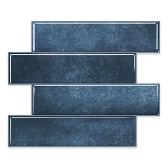 Firefly Hope 10 Pcs 11.8"9.8" Thick Navy Blue Subway Tile Peel and Stick Backsplash, Waterproof Removable Self-Adhesive Wall Tiles for Kitchen, Bathroom & DIY Home Renovation