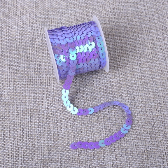Firefly Hope 10 Rolls 6mm Flat Sequin Trim Strip, 5 Yards Metallic Shiny Sequins Ribbon Sewing String for Mermaid Crafts Halloween Costume Embellishments,Purple AB