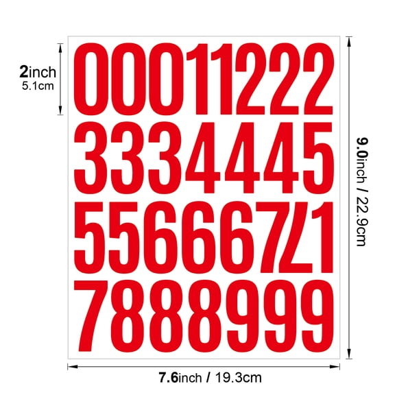 Firefly Hope 10 Sheets Red Vinyl Number Stickers, 2 Inch Removable Self-Adhesive 0-9 Decals, 300 Numbers Labels for Mailbox, File Folders & Storage Organizers