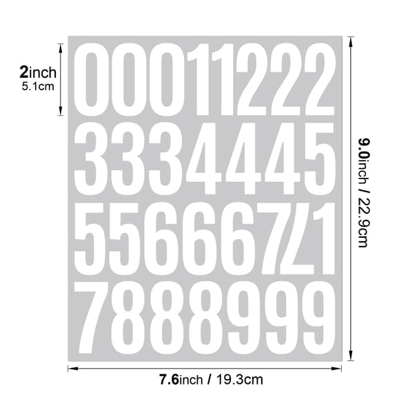 Firefly Hope 10 Sheets White Vinyl Number Stickers, 2 Inch Removable Self-Adhesive 0-9 Decals, 300 Numbers Labels for Mailbox, File Folders & Storage Organizers