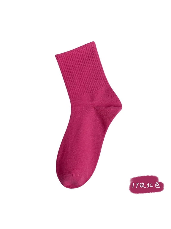 10 pairs of Women's Thin Cotton Crew Socks, Soft Breathable Above-Ankle Dress Socks, Ideal for Business & Casual Wear,Rose