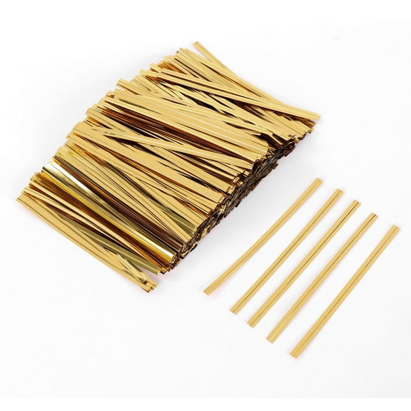 Firefly Hope 1000Pcs 4 Inch Plastic Twist Ties, Bread Bag Closure Ties for Packaging Bread, Candy, Cookies, Gift Bags & Party Supplies, Gold