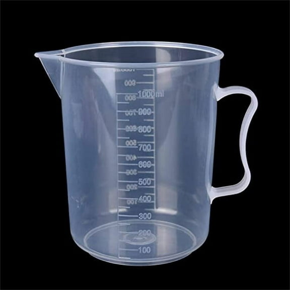 Firefly Hope 1000ml Graduated Plastic Mixing Vessel with Ergonomic Handle, Liquid Volume Measuring Beaker for Epoxy Resin, Pigment Paint Mixing, Kitchen Food Prep & Laboratory Experiment Use