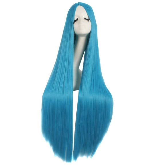 Firefly Hope 100CM Straight Synthetic Wig, Middle Parted Long Hair for Cosplay & Party, Flame Retardant & Soft Texture(Cyan Blue)