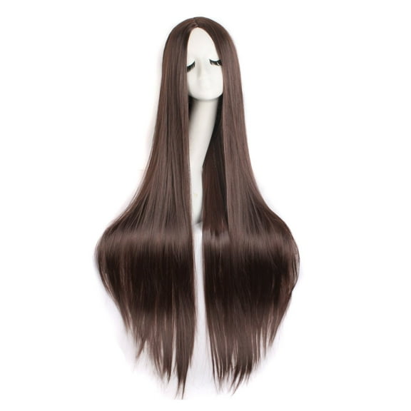 Firefly Hope 100CM Straight Synthetic Wig, Middle Parted Long Hair for Cosplay & Party, Flame Retardant & Soft Texture(Dark Brown)