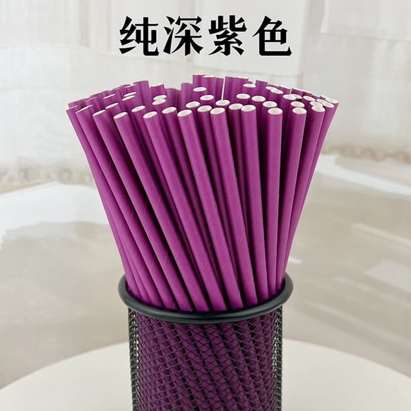Firefly Hope 100Pcs Paper Straws, Eco-Friendly Disposable Drinking Straws for Parties, Weddings & Events Supplies, Dark Purple