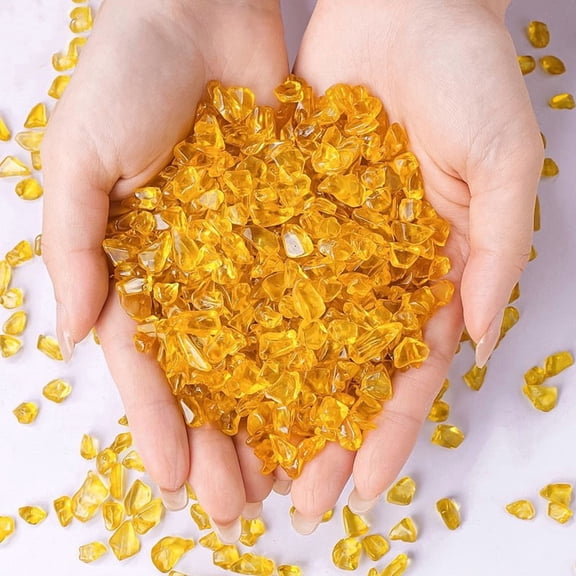Firefly Hope 100g 5-7mm Bulk Natural Yellow Quartz Tumbled Polished Stones, Crystal Chips for Healing Crystals, Fish Tank Gravel, Vase Filler & Plants Decor