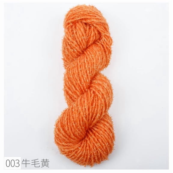 Firefly Hope 100g Elegance Sparkly Yarn, Metallic Cotton Blend Fine Sport Weight Yarn for Knitting & Crochet, Lightweight Craft Thread for Shawls & Sweaters, Dark Orange Yellow