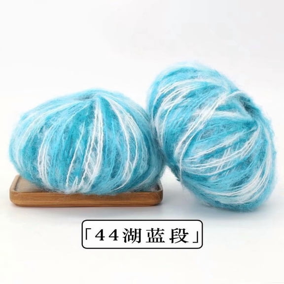 Firefly Hope 100g Fine Mohair Yarn, Soft Crochet & Knitting Thread for DIY Handmade Projects, Baby Sweaters, Scarves, Shawls & Clothes, Blue and White