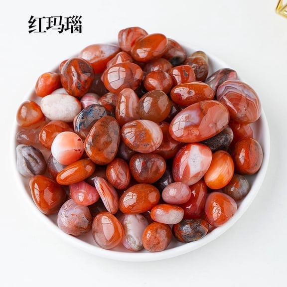 Firefly Hope 100g Transparent Natural Tumbled Stones, Polished Rolling Stones & Aromatherapy Diffuser Rocks, 1.5-2mm Bulk Raw Crystals for Fish Tank & Home Decor, Red Agate