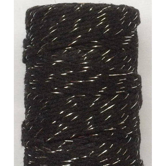 Firefly Hope 109 Yards 1.5mm Twisted Macrame Cotton Cord with Gold Wire, Beige Braiding Thread for DIY Jewelry, Knitting & Beading, Versatile Twine Rope for Plant Hangers & Home Garden DecorBlack A