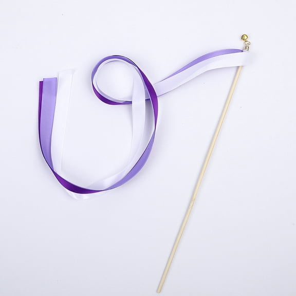 Firefly Hope 10Piece Set Wedding Ribbon Streamer Wands, Party Favor Sticks for Wedding Ceremony, Send-Off & Photo Booth Props, Purple White