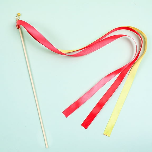 Firefly Hope 10Piece Set Wedding Ribbon Streamer Wands, Party Favor Sticks for Wedding Ceremony, Send-Off & Photo Booth Props, Red Yellow
