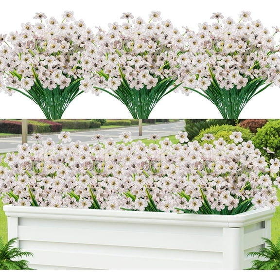 Firefly Hope 12 Pcs Artificial Flowers & Plants, Perfect for Garden, Home, Wedding & Farmhouse Decor(White)