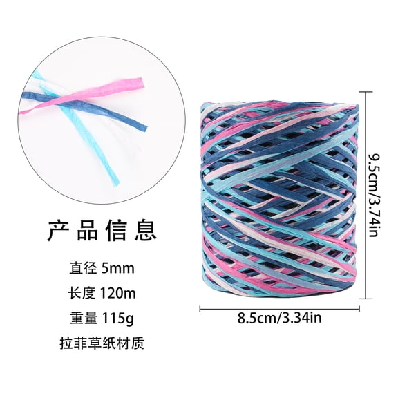 Firefly Hope 120m/394ft 4Ply Raffia Paper Craft Ribbon, Blue/Pink/White/Red Kraft String for Gift Wrapping & DIY Craft Supplies