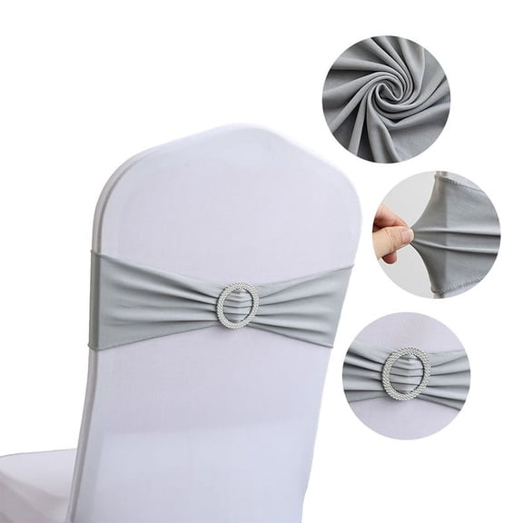 Firefly Hope 12Pcs Stretchy Chair Back Decor 5.12×13.78in, Flower & Bow Design for Party & Festival, Light Gray