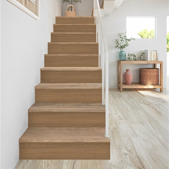 Firefly Hope 13 Pcs 39.37"7.09" Vintage Faux Wood Grain Stair Riser Stickers, Waterproof Wear-Resistant Peel and Stick Decals for Home, Office & Commercial DIY Decor, D