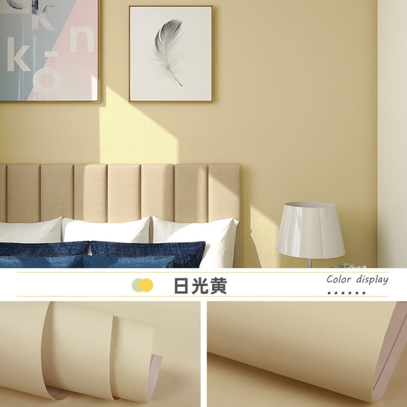 Firefly Hope 15.8"x118" Removable Yellow Peel & Stick Wallpaper, Solid Color Self Adhesive Decorative Paper for Accent Walls, Cabinets & Drawers