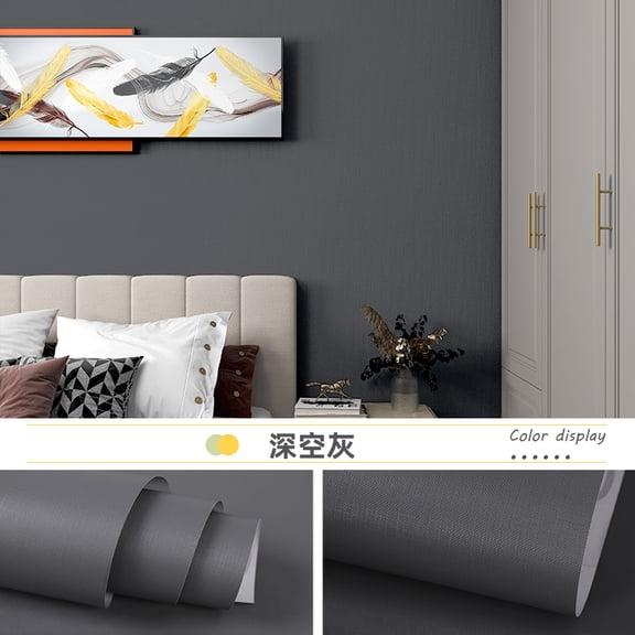 Firefly Hope 15.8"x197" Removable Dark Grey Peel & Stick Wallpaper, Solid Color Self Adhesive Decorative Paper for Accent Walls, Cabinets & Drawers