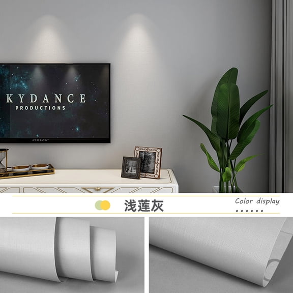 Firefly Hope 15.8"x394" Removable Light Grey Peel & Stick Wallpaper, Solid Color Self Adhesive Decorative Paper for Accent Walls, Cabinets & Drawers