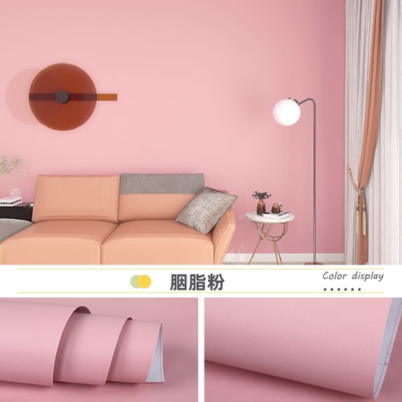 Firefly Hope 15.8"x394" Removable Pink Peel & Stick Wallpaper, Solid Color Self Adhesive Decorative Paper for Accent Walls, Cabinets & Drawers