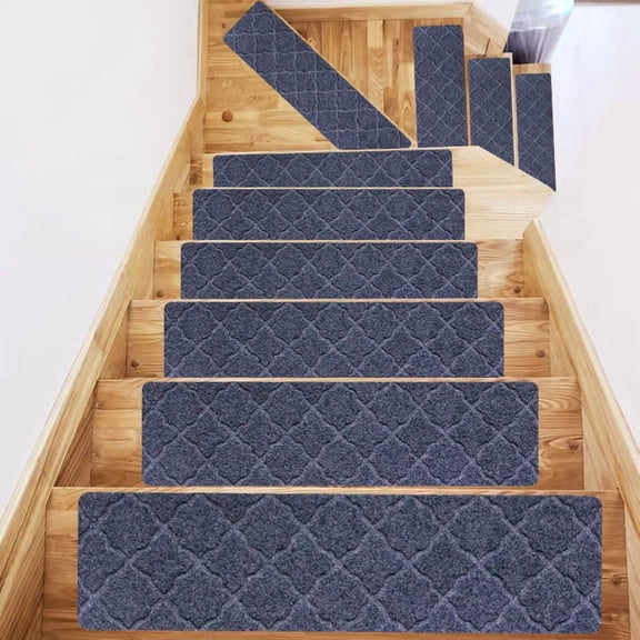 Firefly Hope 15 PCS 8"30" Non-Slip Indoor Stair Treads Carpet, Anti-Shift Modern Stair Runner Rugs, Safety for Dogs & Elderly, Classic Dark Grey A