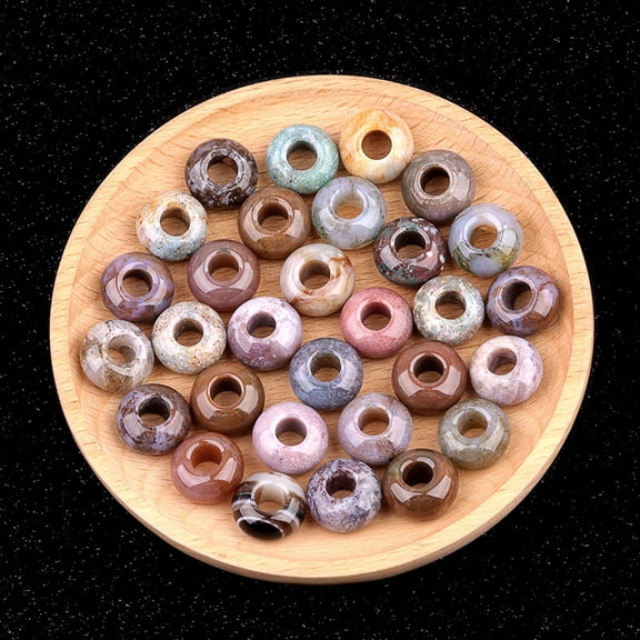 Firefly Hope 15 Pcs 814mm Rondelle Natural Gemstone Loose Beads, Large Hole Beads for DIY Jewelry Making, Bracelets & Macrame Projects, Colorful Agate