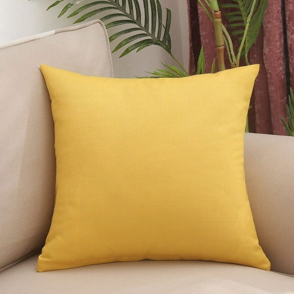Firefly Hope 1PCS 1616 Inch Yellow Minimalist Cotton Linen Pillow, Thick Soft Multi-Use Cushion for Sofa, Office, Living Room & Car Lumbar Support, Yellow
