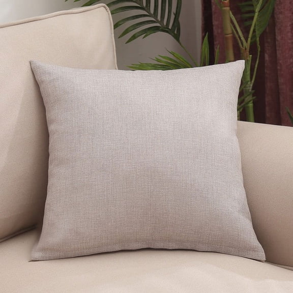 Firefly Hope 1PCS 1818 Inch Yellow Minimalist Cotton Linen Pillow, Thick Soft Multi-Use Cushion for Sofa, Office, Living Room & Car Lumbar Support, Light Gray