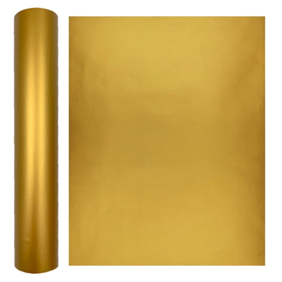 Firefly Hope 1Pcs 39.4x11.8 Inch Golden Matte Metallic Satin Adhesive Vinyl, Durable Permanent Craft Vinyl for Stickers, Home Decor & Custom Crafting