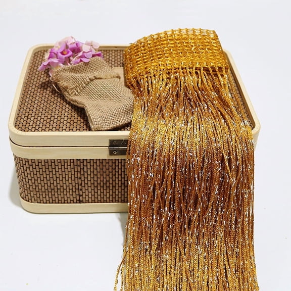 Firefly Hope 1Pcs 78.7"L x 39.4"W Tassel String Curtain, Privacy Screen Fringe Divider for Entryway, Doorway & Hallway Home Decor, Golden
